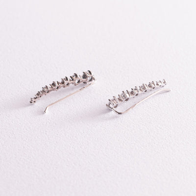 Silver left ear mono-earring with cubic zirconia