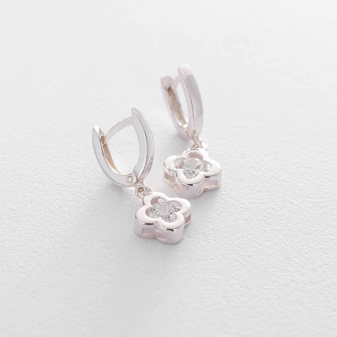 Silver Clover earrings with cubic zirconia