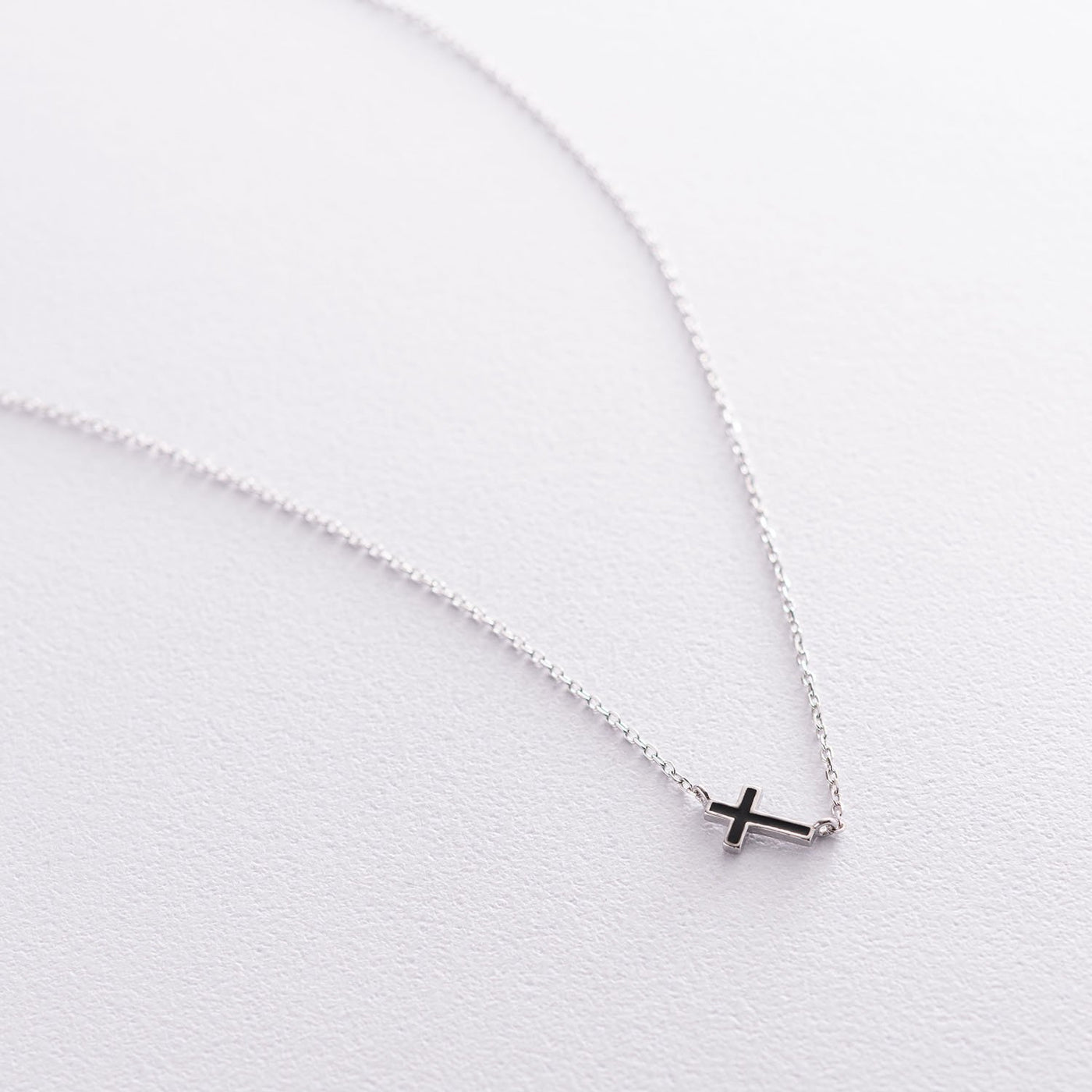 Silver cross necklace with enamel