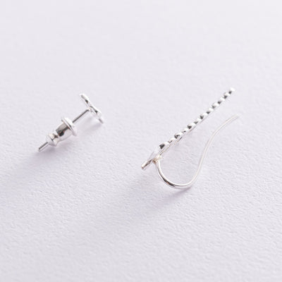 Silver Heart Climber Earrings