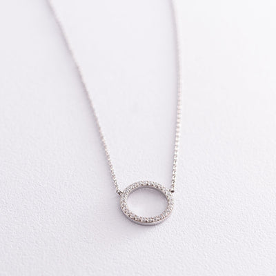 Silver circle necklace with cubic zirconia