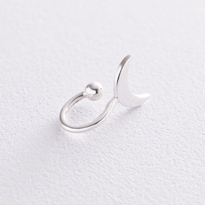 Silver moon ear cuff earring