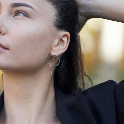 Silver geometric earrings