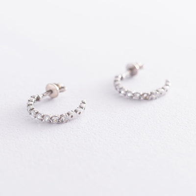 Silver stud earrings with cubic zirconia