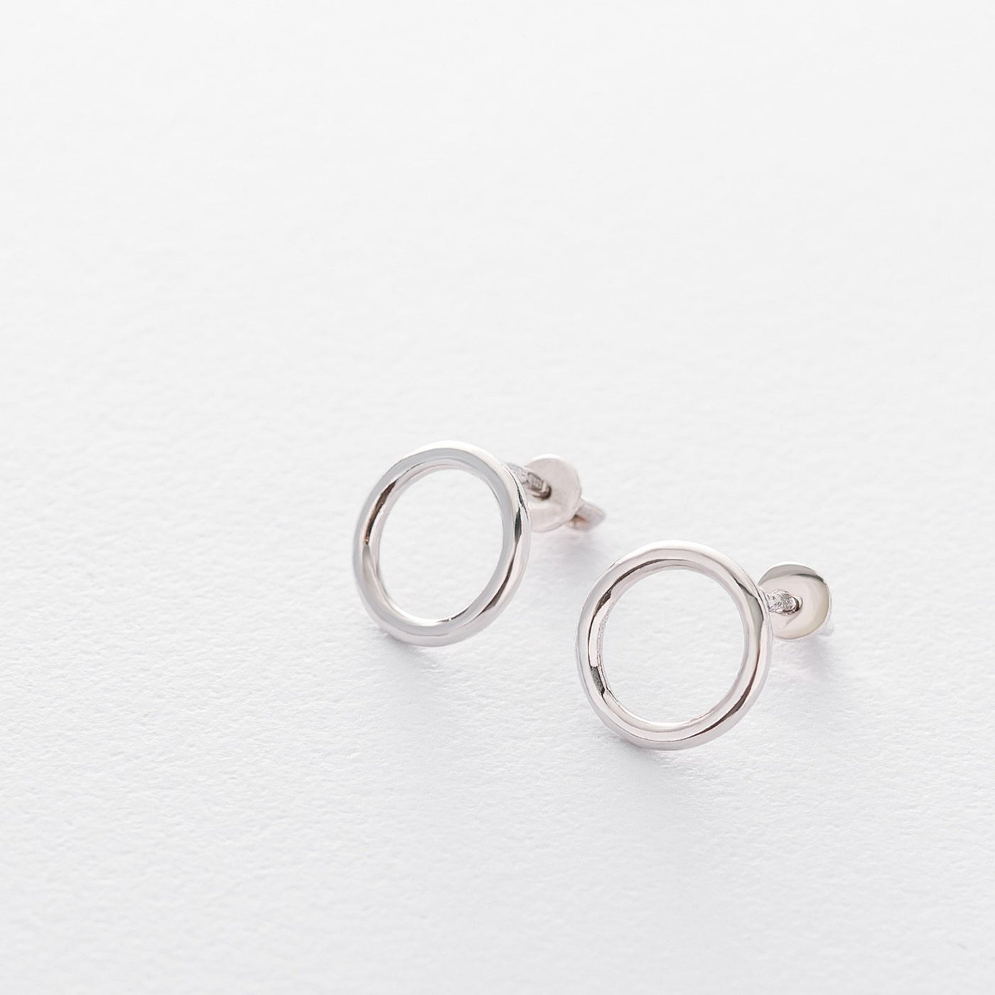 Silver stud earrings Small circle 1.1 cm