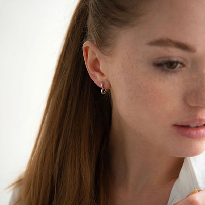 White Gold Heart Earrings