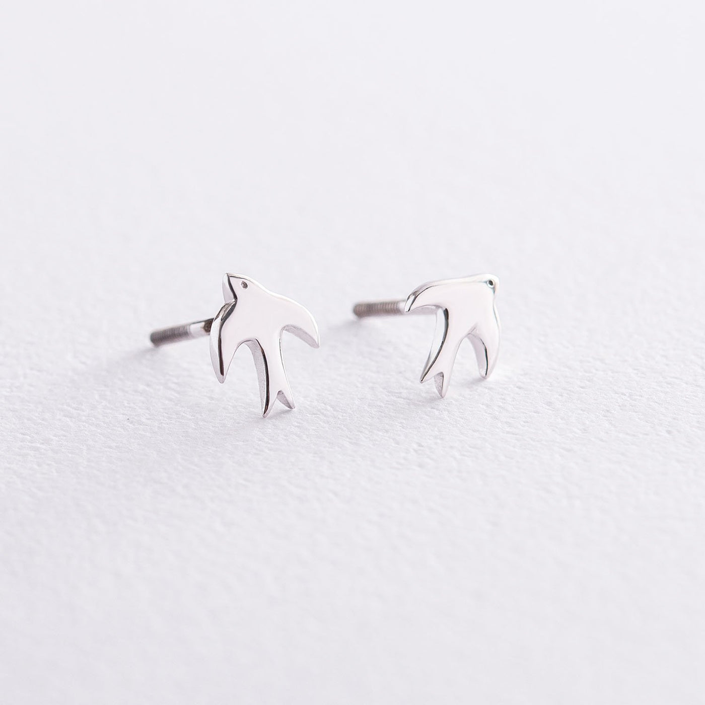 White Gold Swallow Stud Earrings