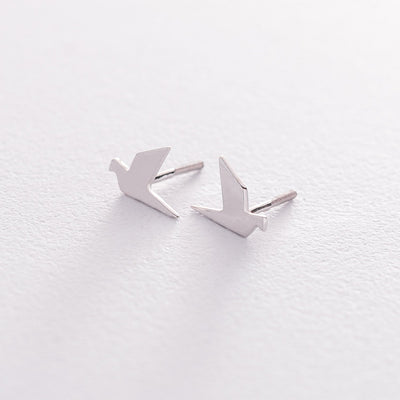 Gold stud flying birds earrings