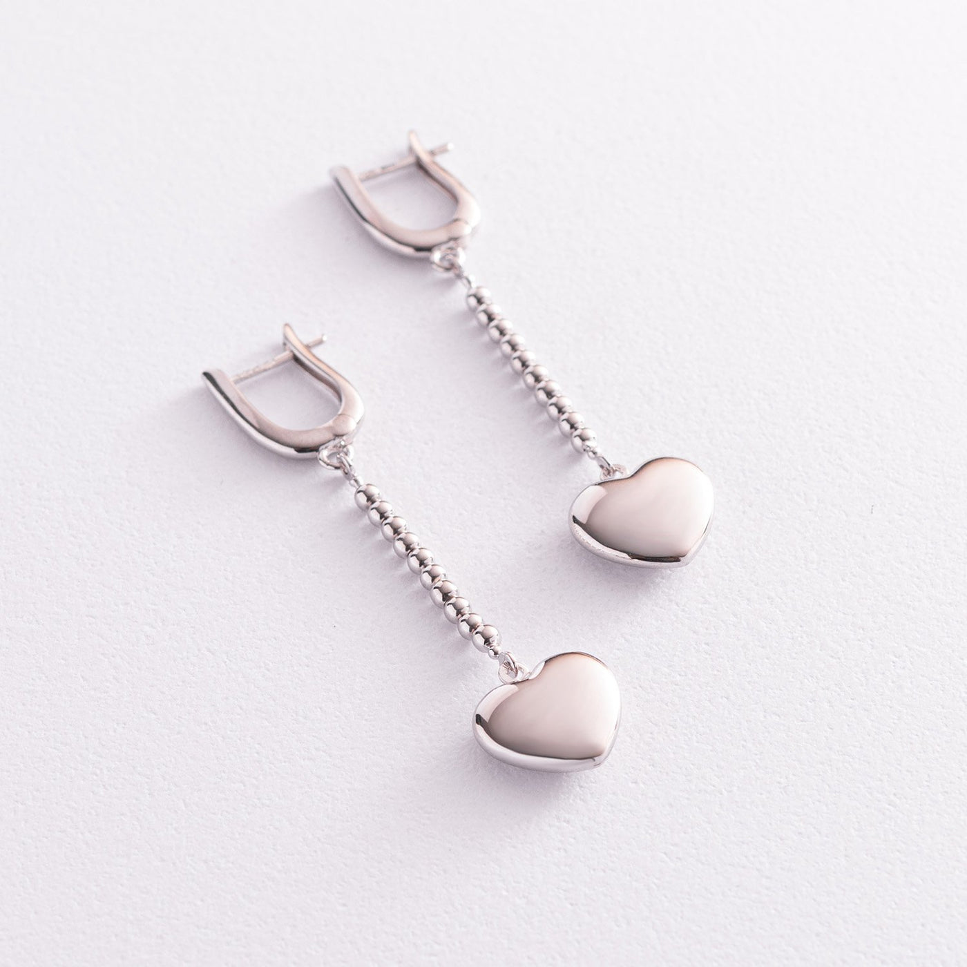 Silver heart chain earrings