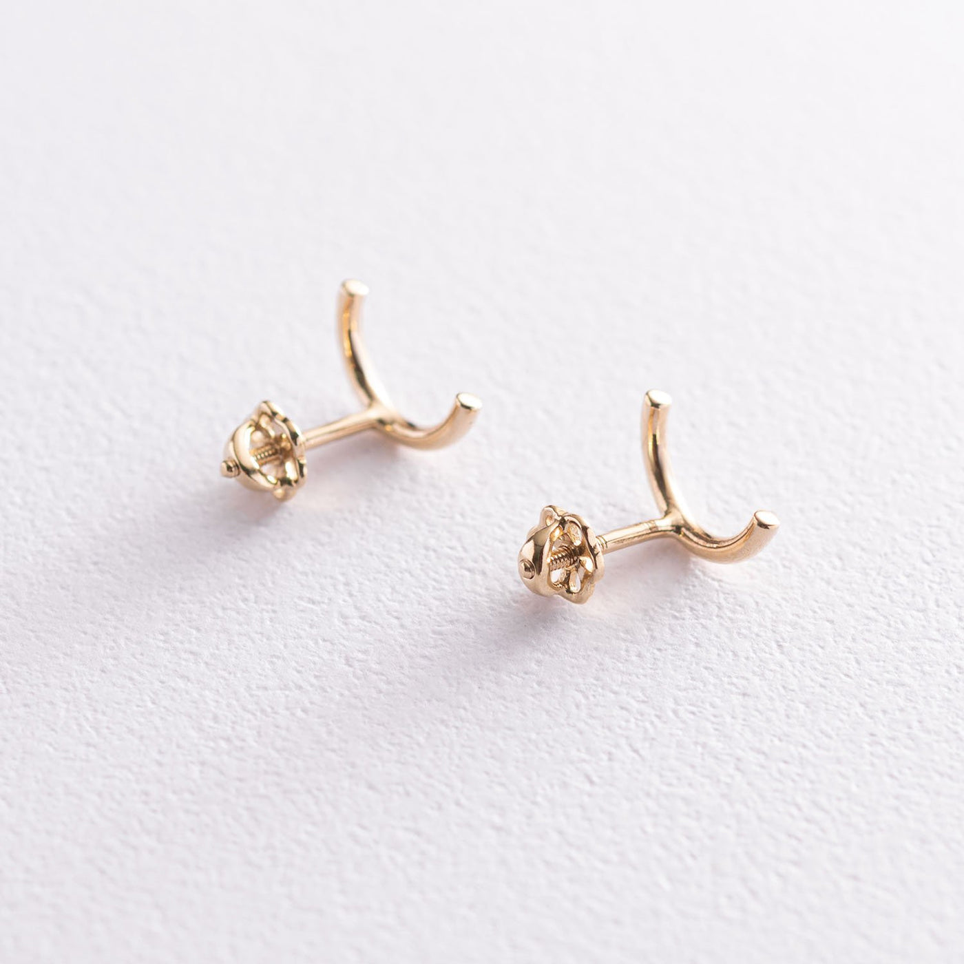 Yellow Gold Arc Stud Earrings