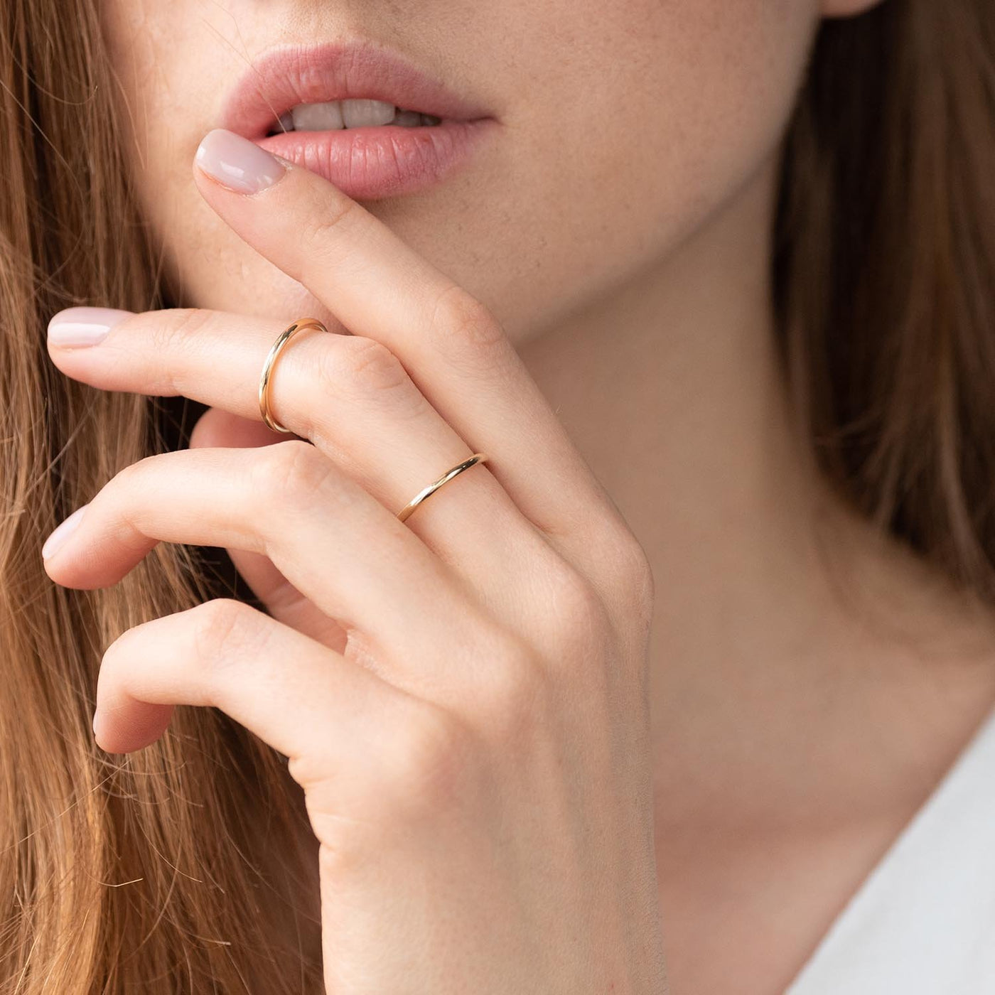 Yellow gold thin minimalist ring