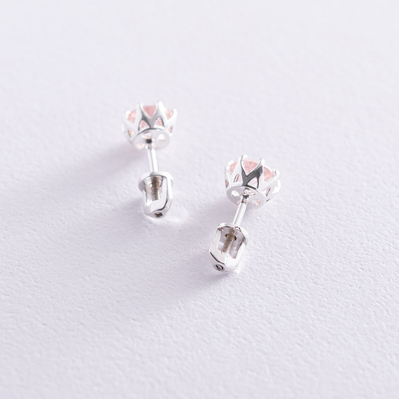 Silver stud earrings (synthetic quartz)