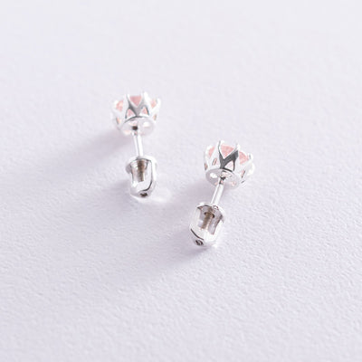 Silver stud earrings (synthetic quartz)