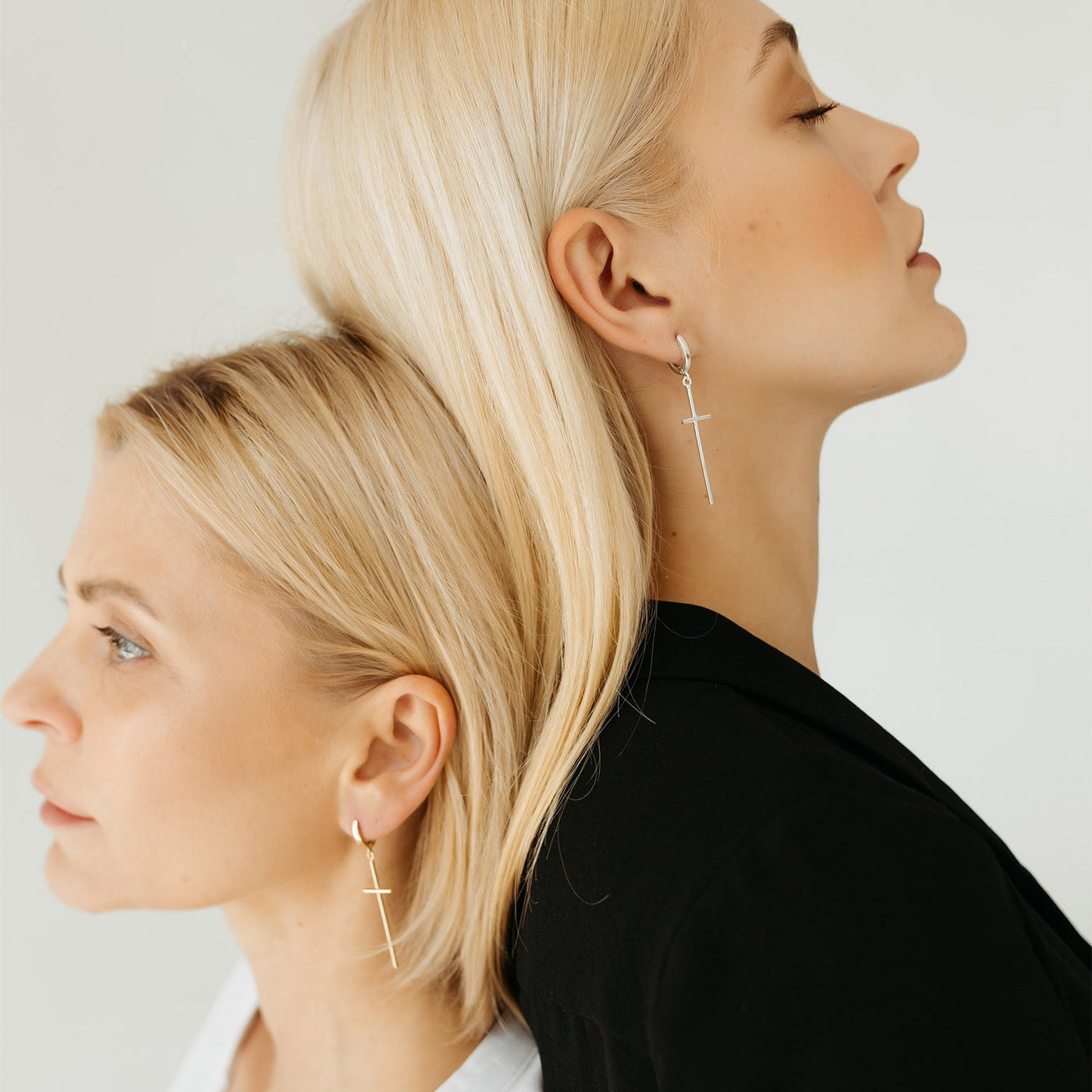 Silver cross earrings