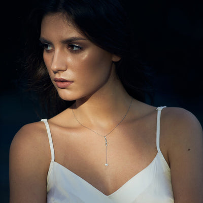 White gold necklace with cubic zirconia