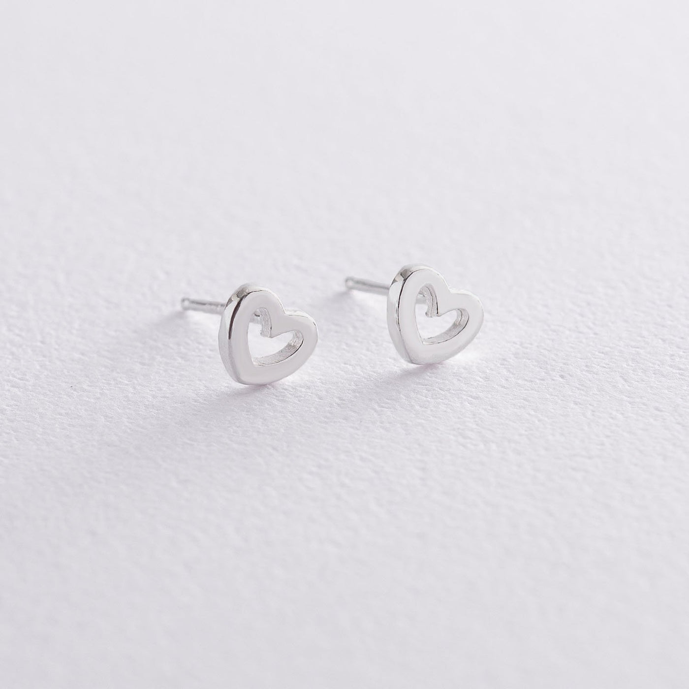 Silver heart stud earrings