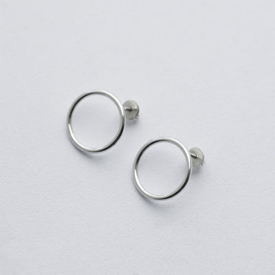 Silver stud earrings Big circle 1.9 cm