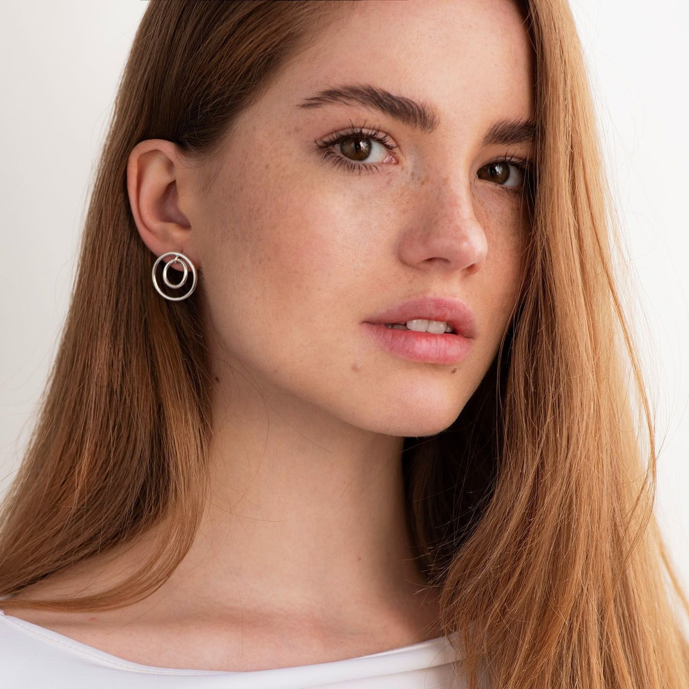 Silver stud hoop earrings