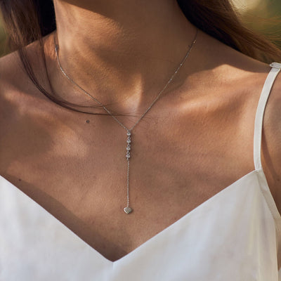 White gold necklace with cubic zirconia