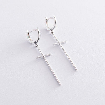 Silver cross earrings