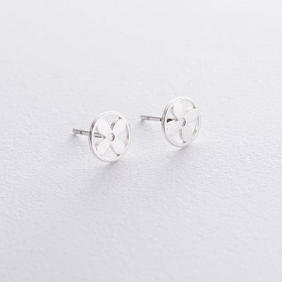 Silver stud clover earrings