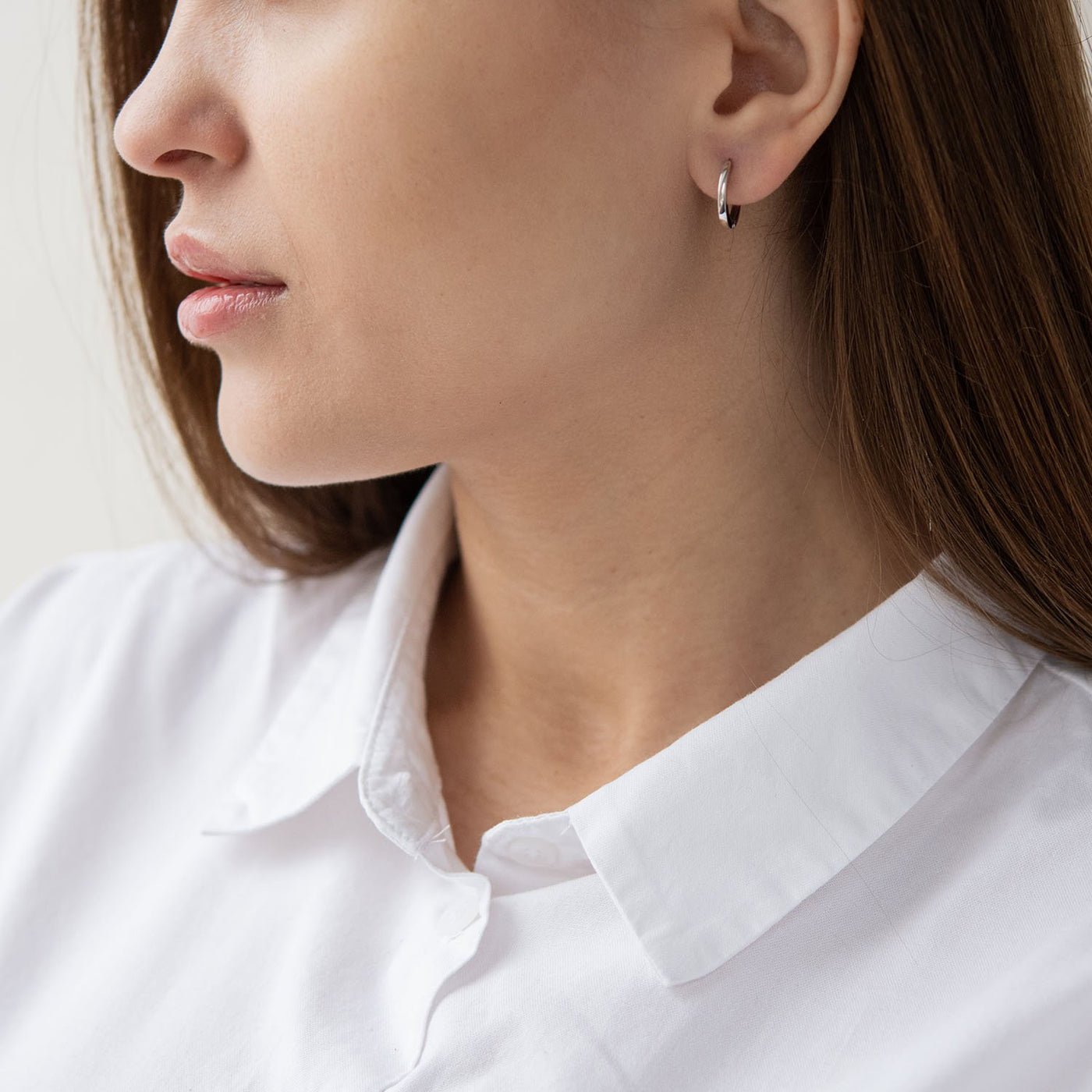 White gold hoop earrings