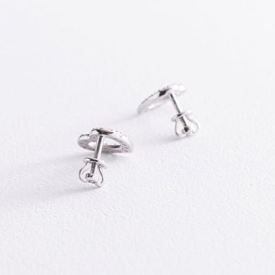 Silver heart stud earrings with cubic zirconia