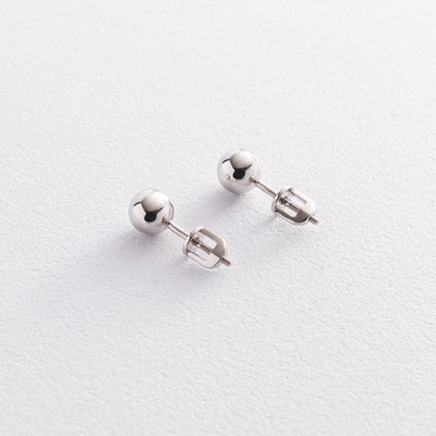 White Gold Ball Stud Earrings (6 mm)