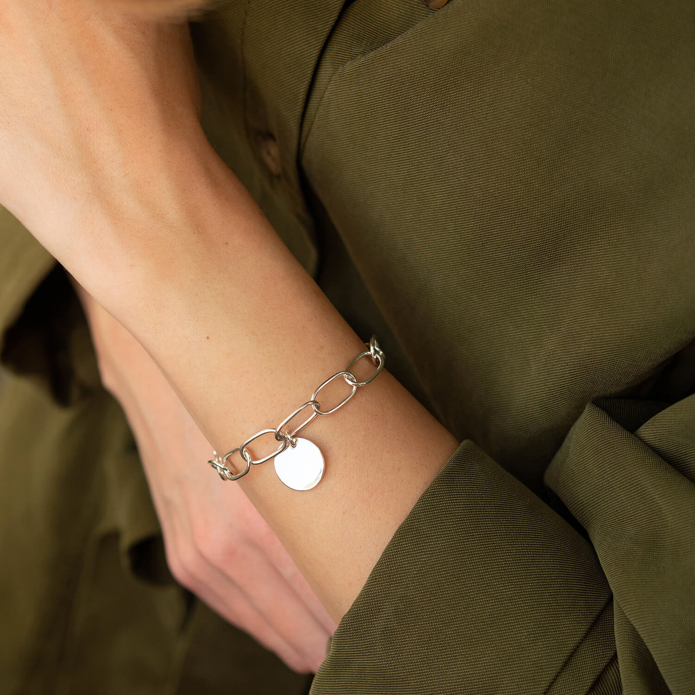 Silver bracelet "Chain with a coins" (possible engraving)