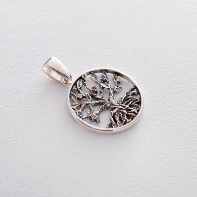 Silver Tree of Life pendant (cubic zirconia)