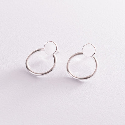 2 in 1 Silver Circle Earrings