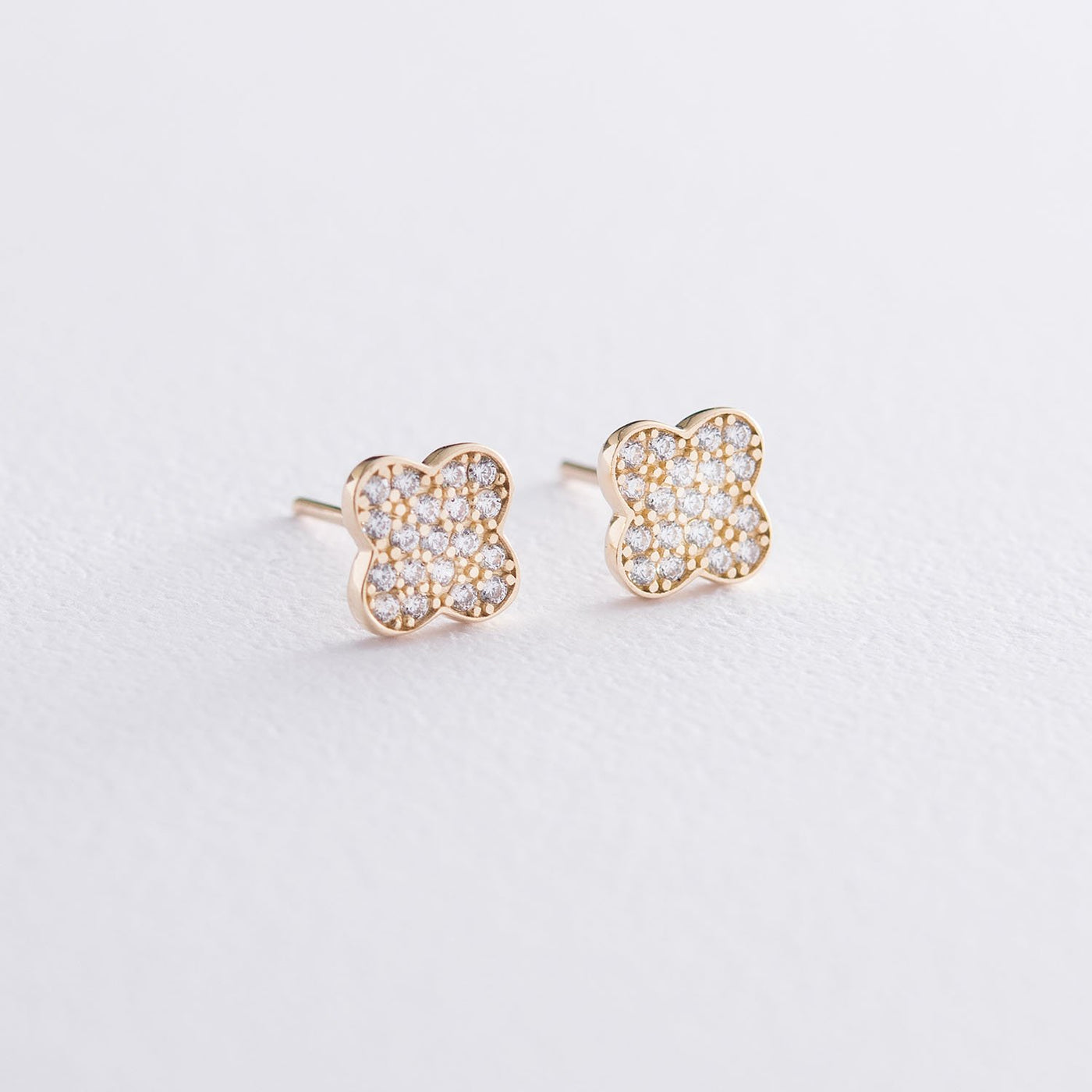 Yellow Gold Clover Stud Earrings