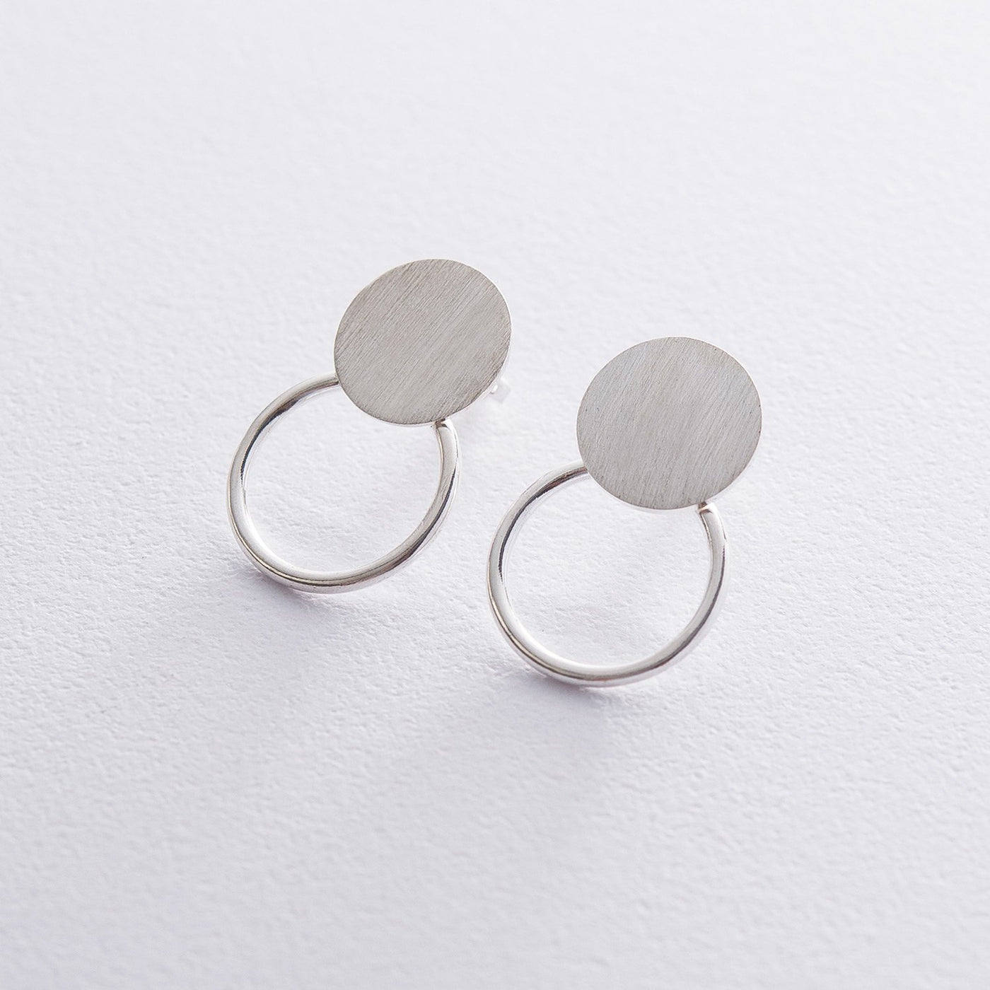 Silver stud circle earrings