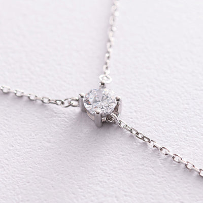 Silver necklace with cubic zirconia