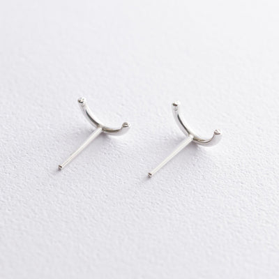 Silver arc stud earrings