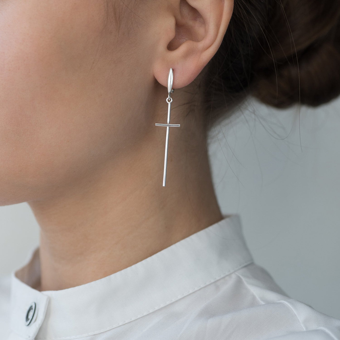 Silver cross earrings