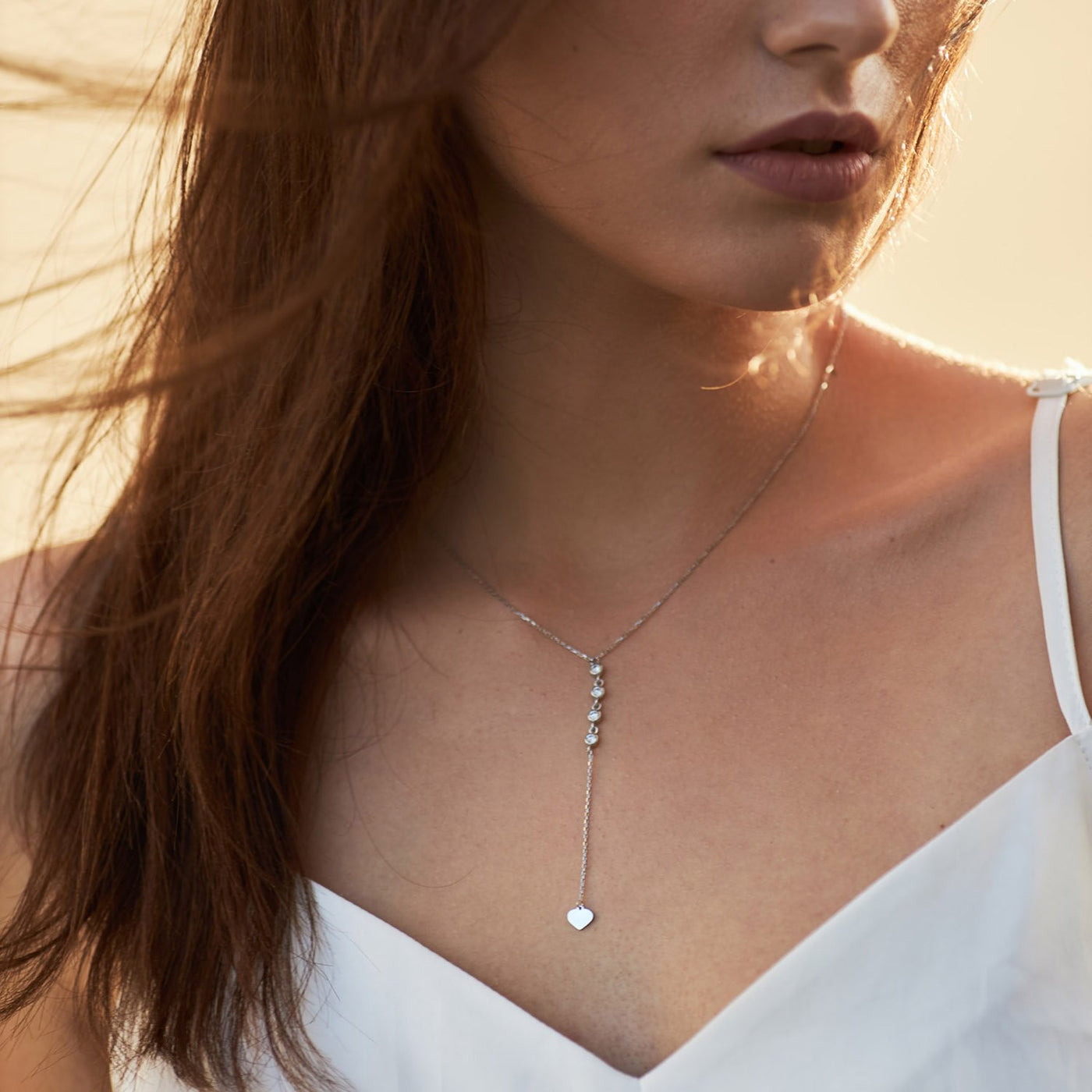 White gold necklace with cubic zirconia