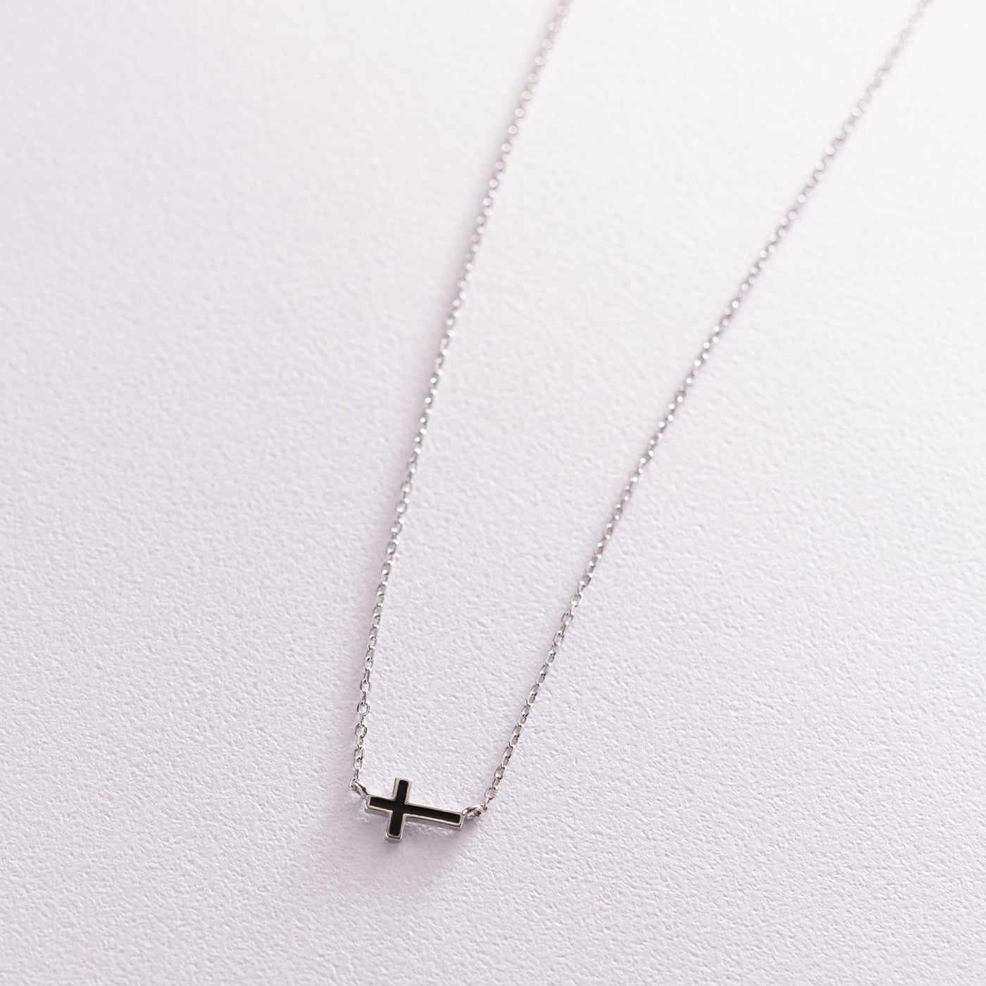 Silver cross necklace with enamel