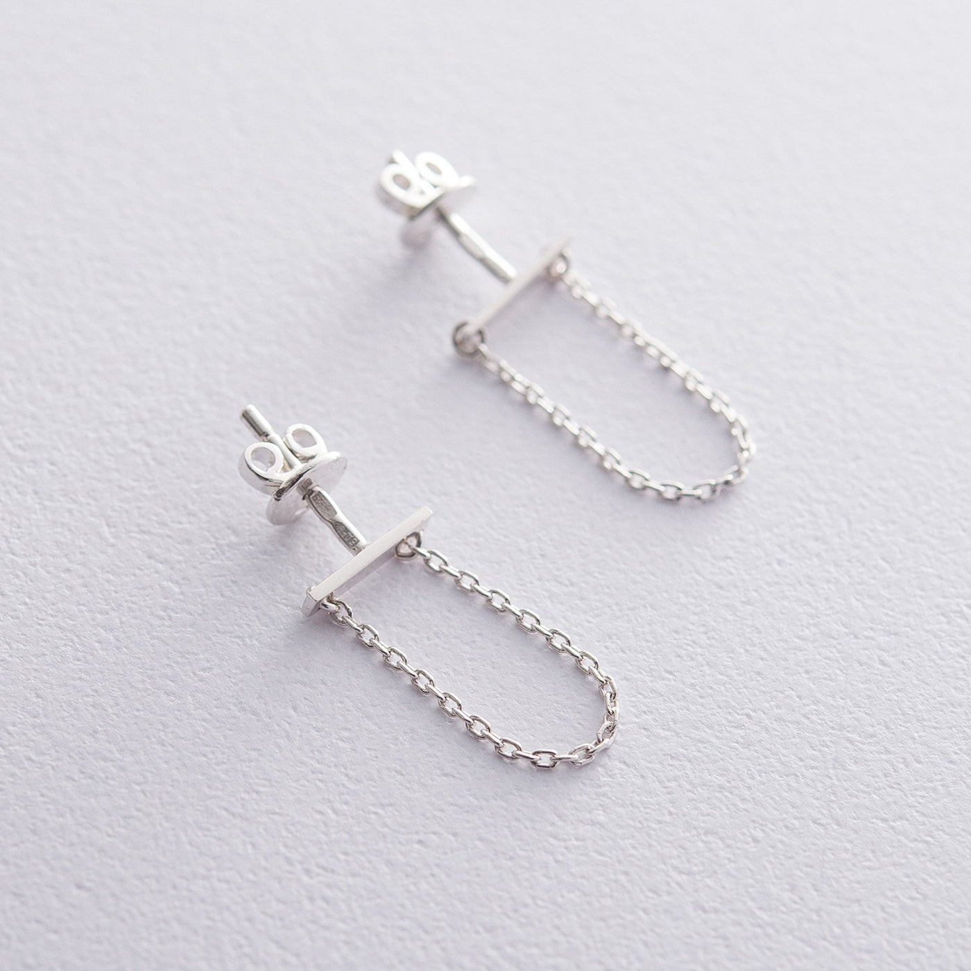 Silver chain stud earrings