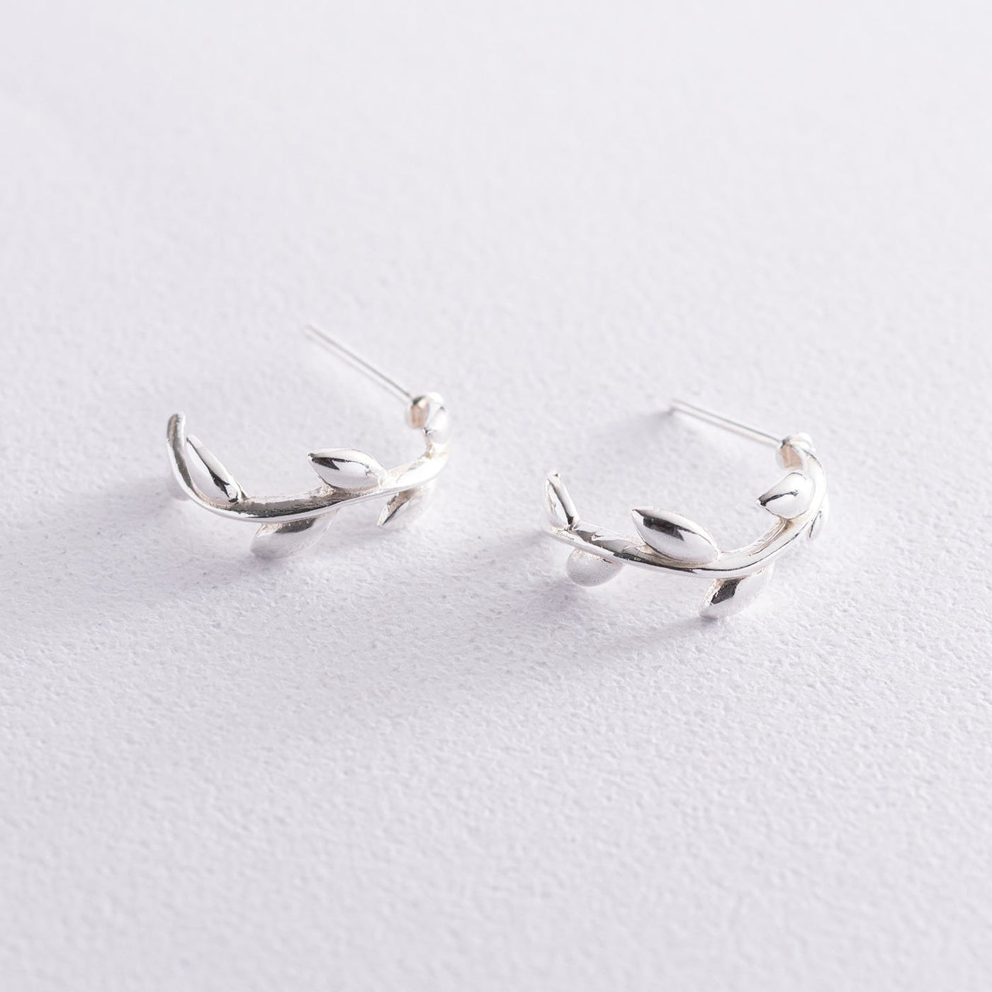 Silver Leaves Stud Earrings