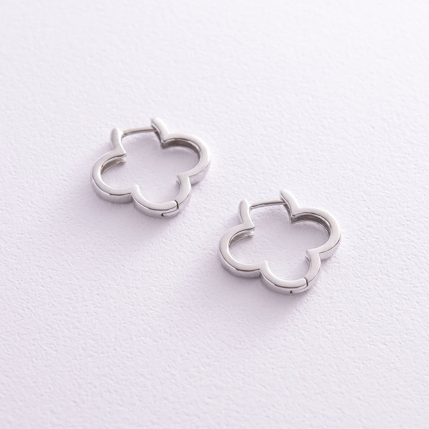 White Gold Clover Earrings