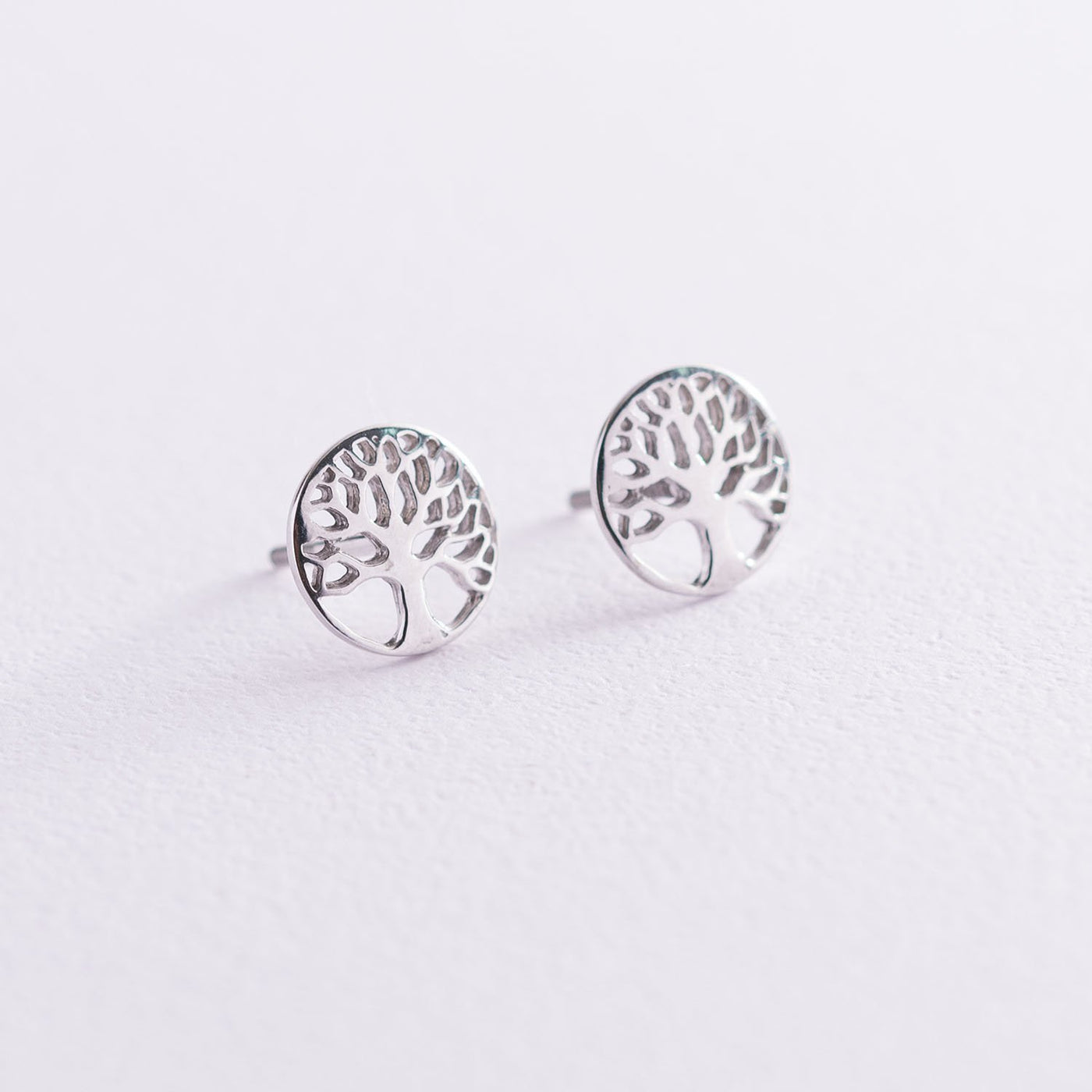 White gold Tree of Life stud earrings