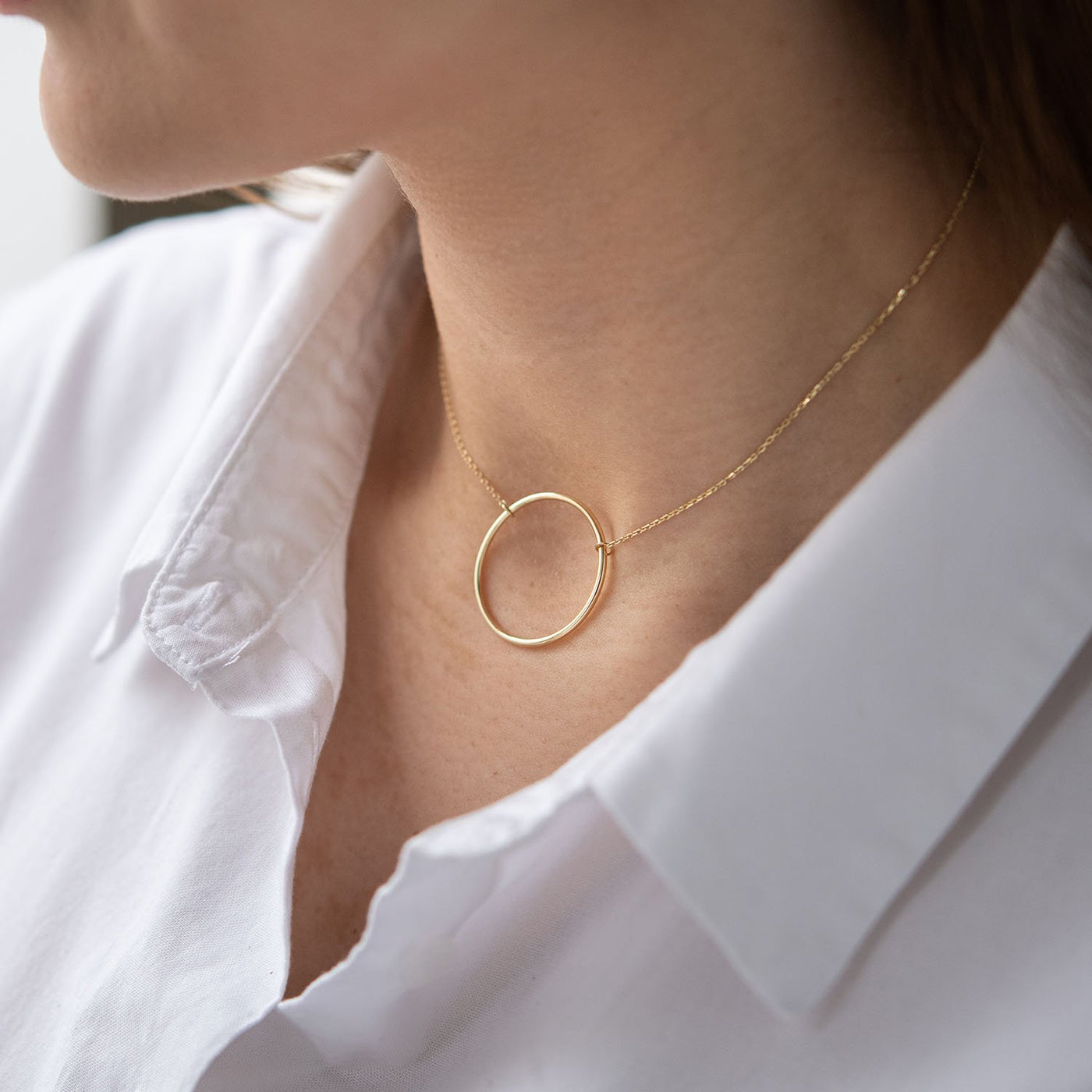 Yellow Gold Big Circle Necklace