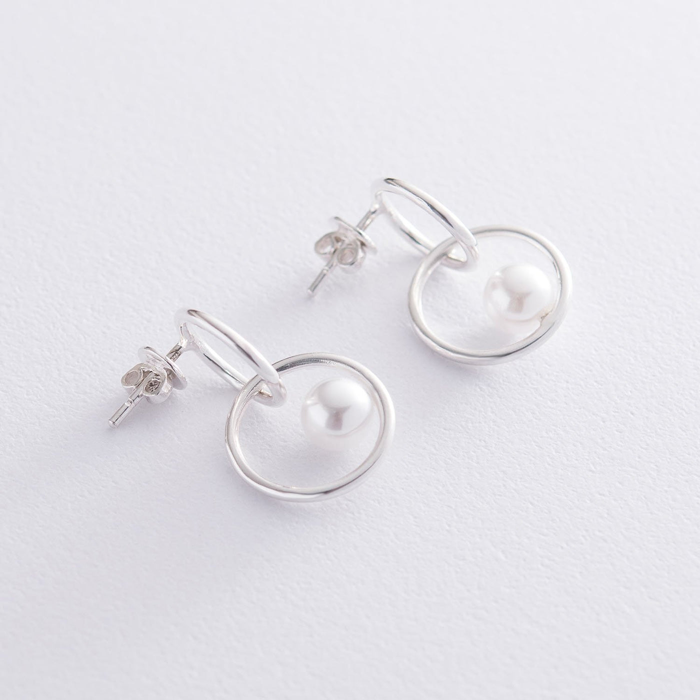 Silver earrings Muse with pearls