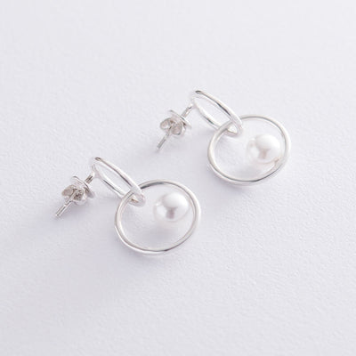 Silver earrings Muse with pearls