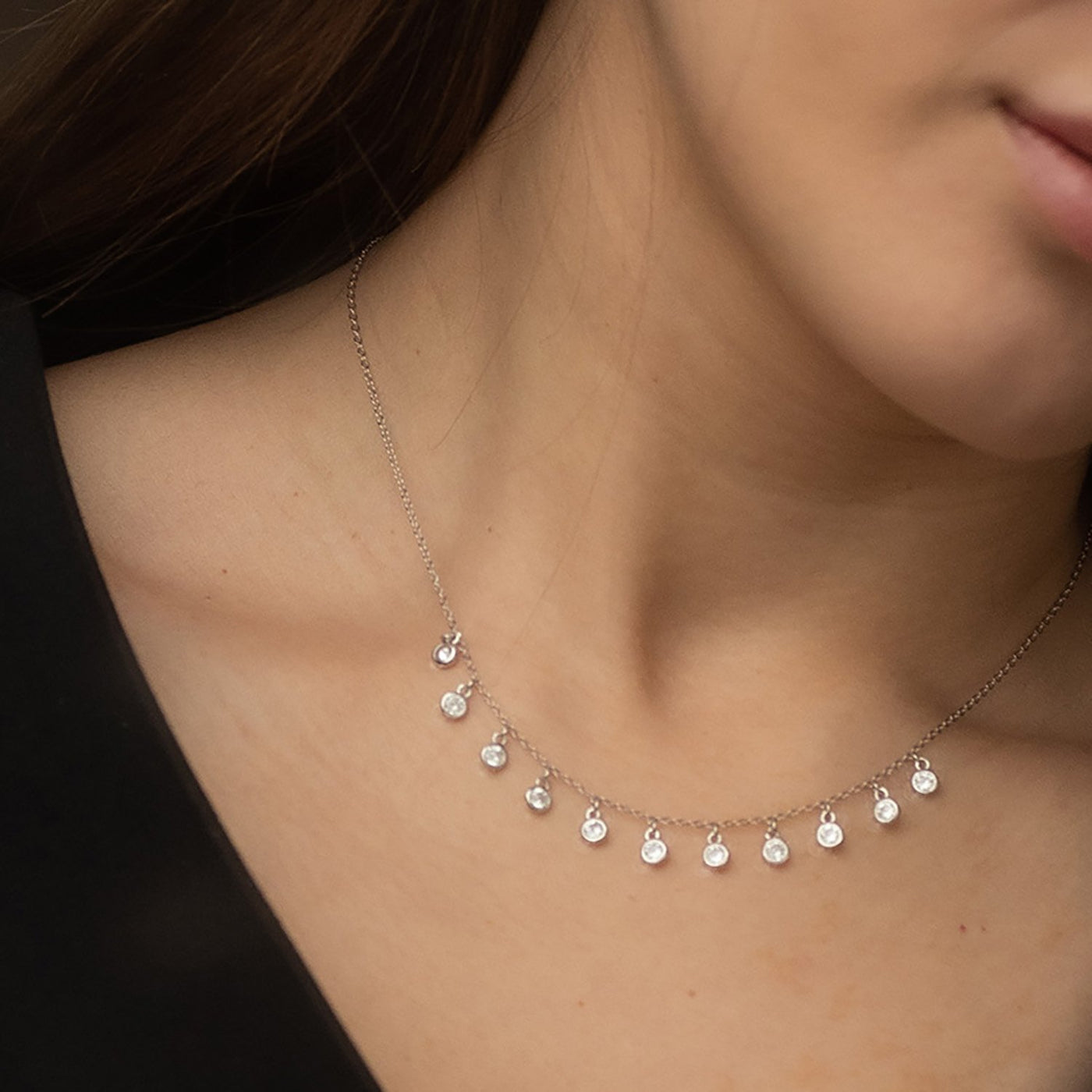 Silver necklace with cubic zirconia