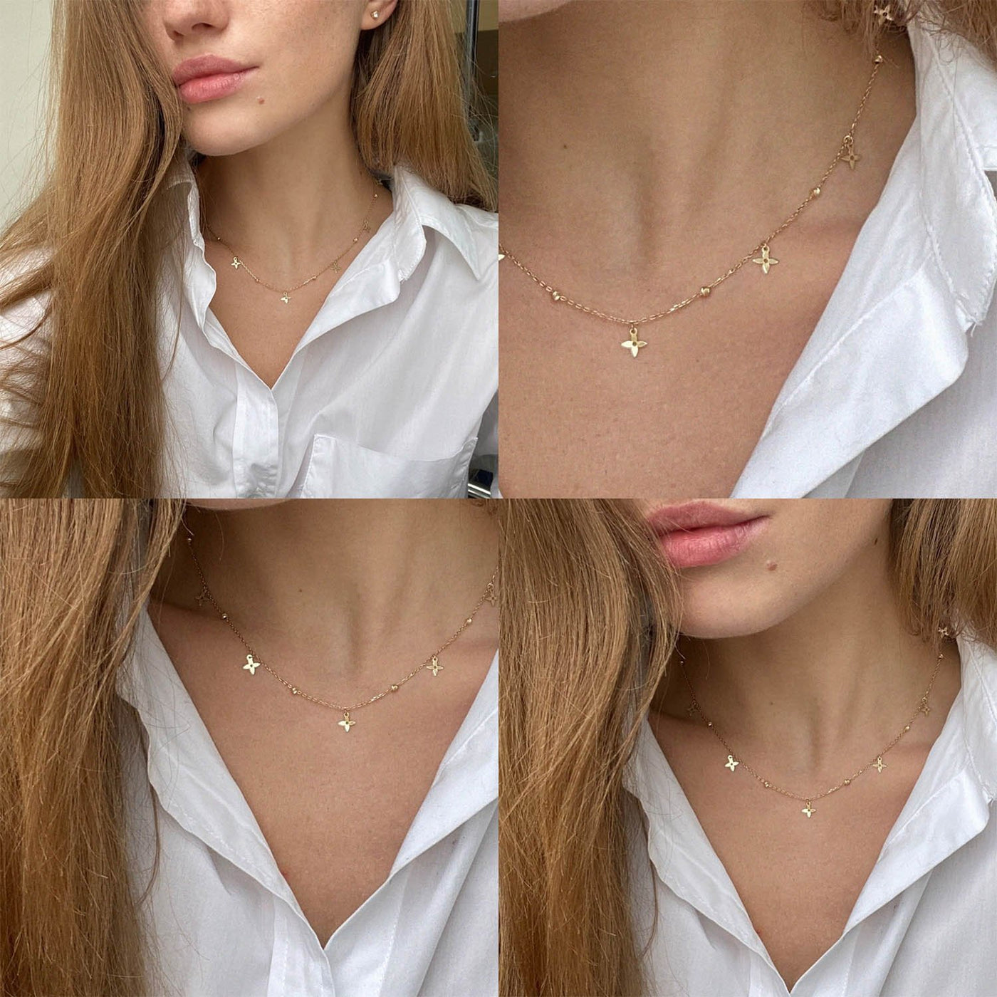 Yellow Gold Clover Necklace