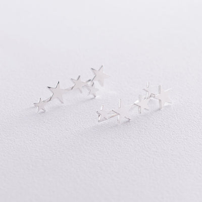 Silver Star Climber Earrings