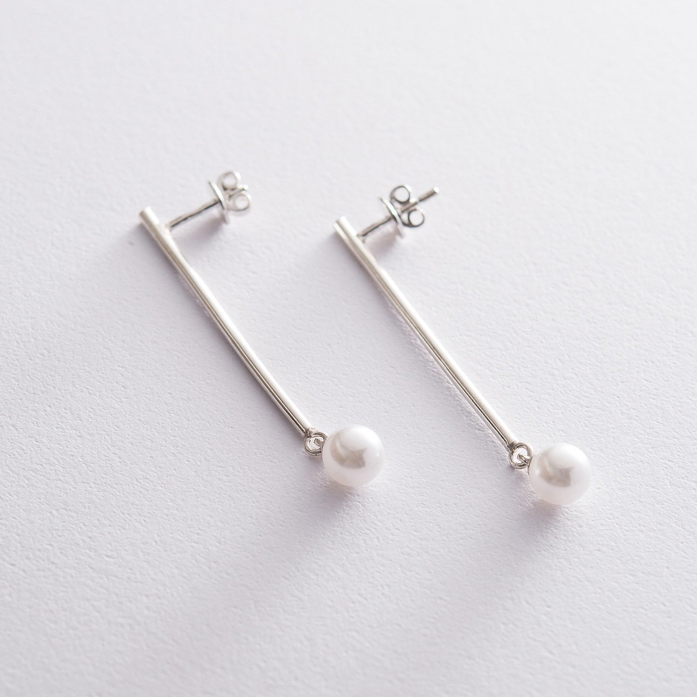 Silver earrings Grace (imitation pearls)