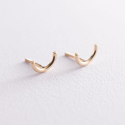 Yellow Gold Arc Stud Earrings